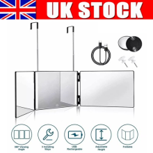 3 Way Trifold Mirror 360Â Barber Mirror Adjustable Brackets Hanging Self Mirror