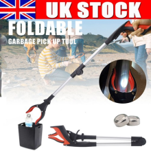 32" Foldable Garbage Pick Up Tool Grabber Reacher Stick Reaching Grab Claw Grip