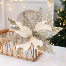 Poinsettia Christmas Decor White Artificial Flowers