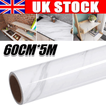 5M Glossy Marble Vinyl Wallpaper Sticker Sticky Back Plastic Self Adhesive NEW