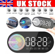 Digital Alarm Clock with Time LED Display Mirror Clock Wireless Stereo Speaker