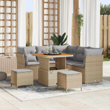 vidaXL Gartensofa-set 8 Stk. 5-Sitzanzahl Beige und Hellgrau