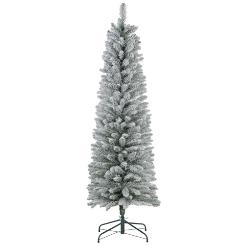 6ft Artificial Snowy Pencil Christmas Tree - White 1