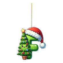 Acrylic Christmas Tree Pendant Ornament Green 26 Letters