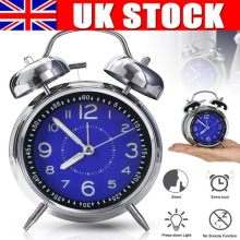 Vintage Extra Loud Alarm Clock Twin Bell Battery Analogy Backlight Bedroom Blue