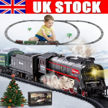 Train Toy Set for Kids with Sound, LED Light, Track Engine Real Locomotive