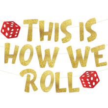Casino Themed Glitter Banner for Las Vegas Party Decorations