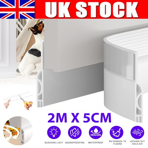 White Door Draught Excluder Strip Self Adhesive Bottom Seal Draft Silicone 200cm