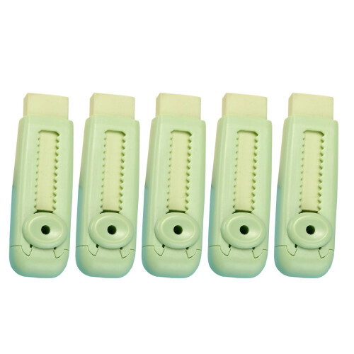 White Retractable Pencil Erasers Set 5 pcs 4 colors