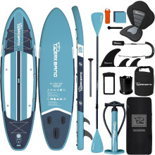 TIGERXBANG Inflatable Stand Up Paddle Board, SUP Board with Seat 11'x34 x6 Wide Paddleboard for Adults & Youth - All Skill Levels