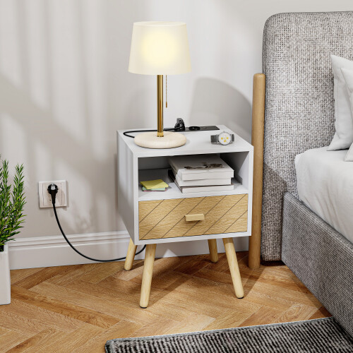 Homcom Mesita de Noche Bicolor 40 x 35 x 54.7 cm 1