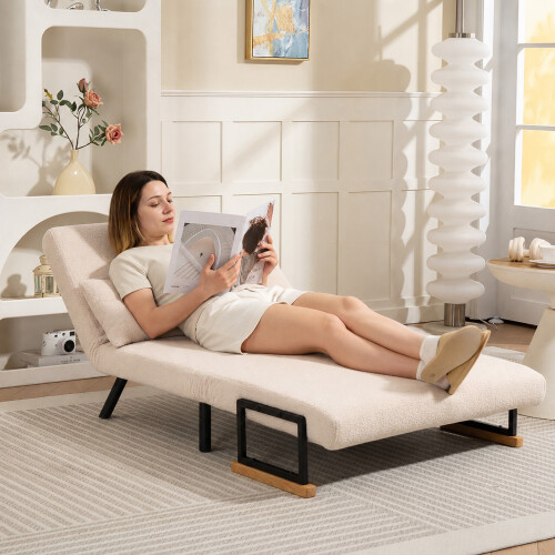 Homcom Sofá Cama Doble Beige 102 x 73 x 81 cm 1