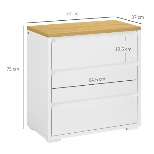 Homcom Cómoda para Dormitorio Blanco 70 x 37 x 75 cm 2
