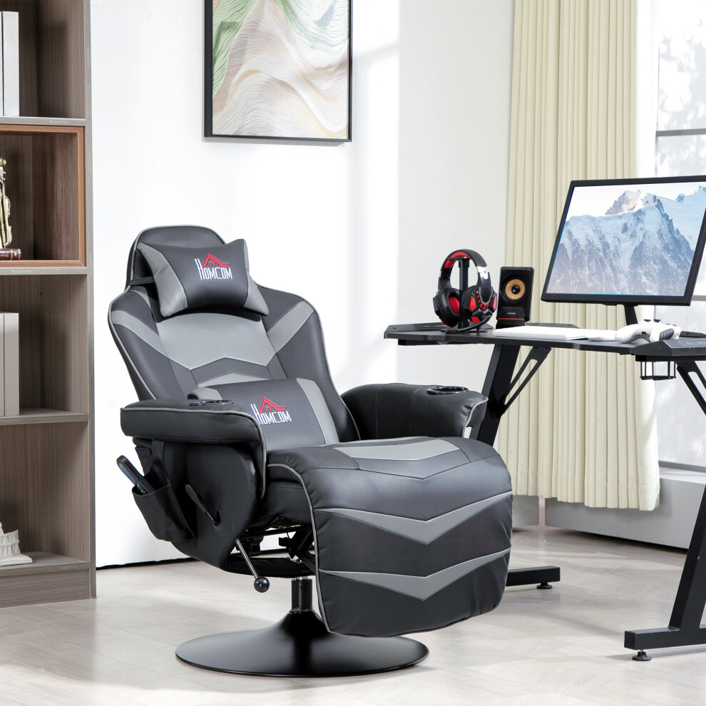 Homcom Massage Recliner Chair With Remote, Pu Leather Recliner Armchair Grey