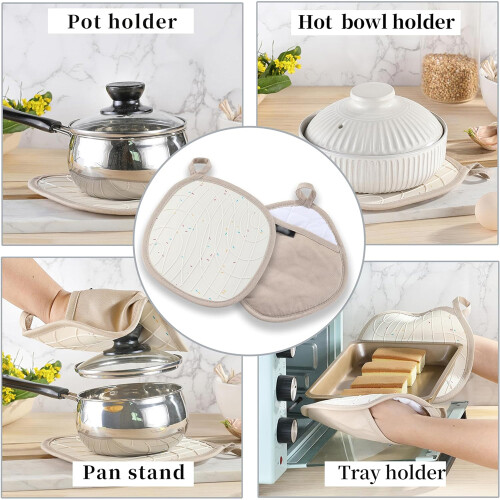 Silicone Pot Holders with Pockets Heat-Resistant Non-Slip 2