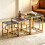 AINPECCA Gold 3Pcs Nesting Table Sets Black Glass End Table 1