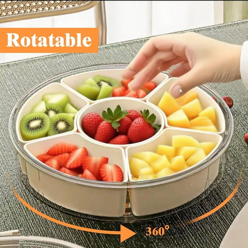 Snack Tray with Lid, Divided Serving Tray , 6 Compartments Snack Containers NEW 1