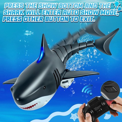 2.4G RC Electric Shark Fish Boat Remote Control Submarine Waterproof Simulation 2