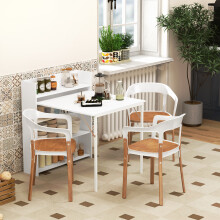 HOMCOM Folding Dining Table, Kitchen Table with Shelves White