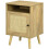Bedside Table with Rattan Element, Side End Table with Shelf and Cupboard, 39cmx35cmx60cm, Natural 2