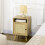 Bedside Table with Rattan Element, Side End Table with Shelf and Cupboard, 39cmx35cmx60cm, Natural 4