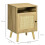 Bedside Table with Rattan Element, Side End Table with Shelf and Cupboard, 39cmx35cmx60cm, Natural 5