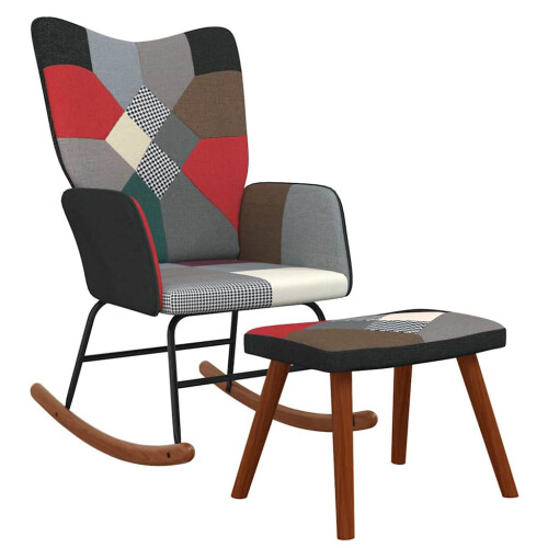 VidaXL vidaXL Schaukelstuhl mit Hocker Patchwork Stoff