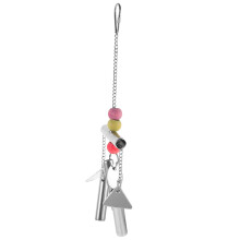 Stainless Steel Parrot Bell Toy Set Silver Pendant