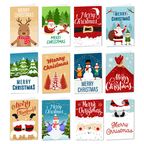 Christmas Cards with Envelopes and Stickers 12-Pack