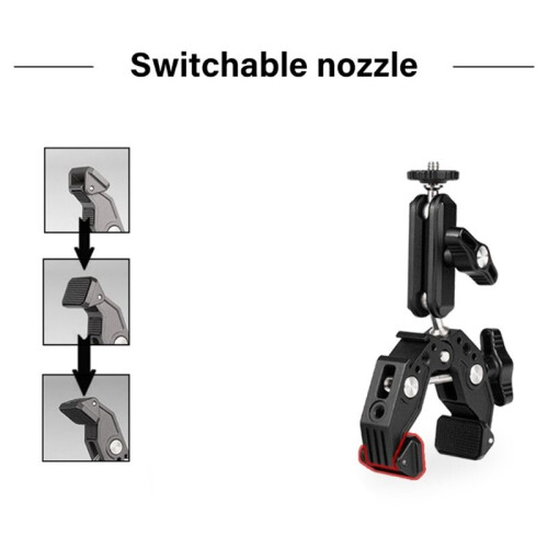 C1FD Rotating Two   Camera Clamp Adapter Cold Shoe Connection Fit Action Camera Smartphones 1