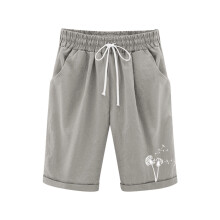 Girls Casual Bermuda Shorts Gray High Waisted Knee Length