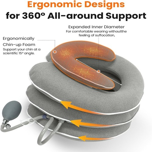 Inflatable Cervical Collar Neck Relief Traction Brace Support Stretcher Device 2