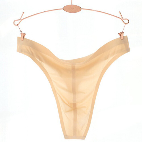 Men's Ice Silk G-strings Thongs Beige XL 1