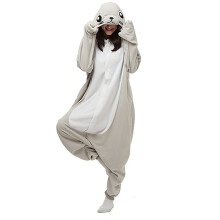 Women's Grey Seal Cartoon Onesie Pajamas Long Sleeve