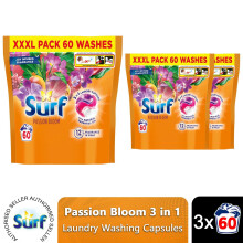 Surf 3 in 1 Laundry Washing Detergent Capsules Passion Bloom, 180 Washes