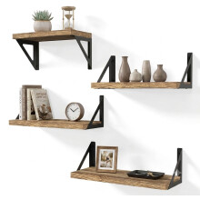 4Pcs Wooden Floating Wall Shelf Display Storage Shelves Unit Decor Home Rustic