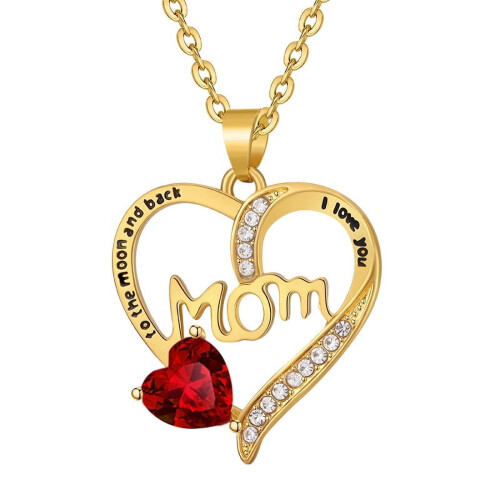 Sterling Silver Mom Necklace with Birthstone 1pc