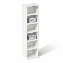 Oypla 6 Tier White Wooden CD DVD Game Book Shelf Storage Tower Rack