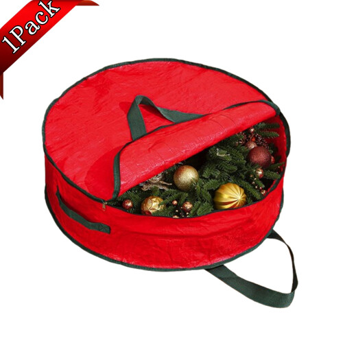 Red Polyester Wreath Storage Organizer 30 inch with