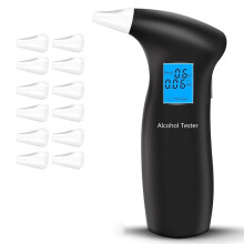 Probador de Alcohol, Medidor de Alcohol, Preciso para Policías con 12 Boquillas, Probador de Alcohol Profesional con Sensor Semiconductor