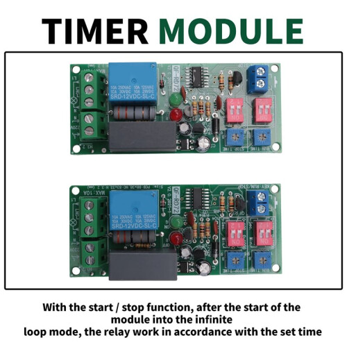 2PCs Dual  Adjustable Cycle Delay Timing Relay Repeat  OFF  Infinite Loop Timer Module AC 100V 110V 240V 1