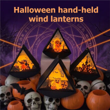 Halloween Lantern Lights Witch Pumpkin Castle Lantern Ornament Decorations Centerpieces for Yard Garden Camping 4pcs