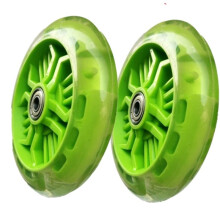 2Pezzi 120mm Ruote Luminescenti Ruota Flash Scooter Ruote con Luci Lampeggianti Ruote per Scooter per Bambini Verde