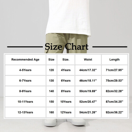 Cargo Pants for Teen Boys Green Solid Wide Leg Elastic 2