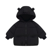 Kids Puffer Jacket with Hood and Bear Ears Black 110