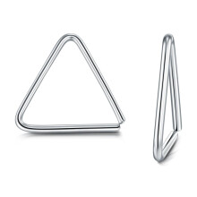 Sterling Silver Open Hoop Earrings Triangle Drop 1 Pair