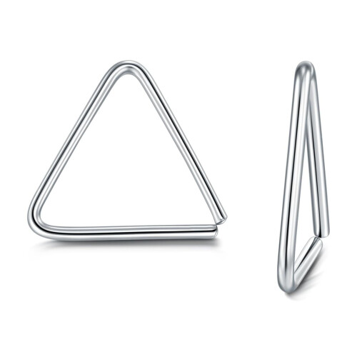Sterling Silver Open Hoop Earrings Triangle Drop 1 Pair
