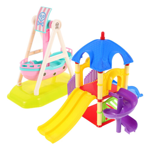 Mini Slide Toy Model Plastic 2 Pieces Pink