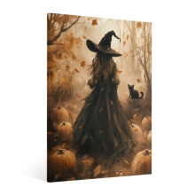 Vintage Halloween Witch Canvas Wall Art 24x36 inch