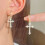 CZ Cross Drop Earrings Zircon Embellished Hoop 2